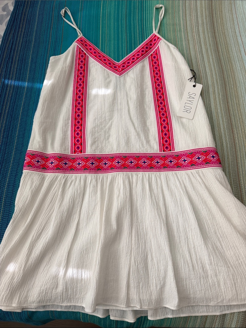 SAYLOR Haven Dress with Hot Pink Embroidered Trim